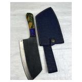 Lg Handmade Steel Fixed Blade Knife w/ Sheath