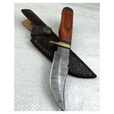 Damascus Steel Fixed Blade Knife w/ Sheath