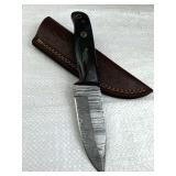 Damascus Steel Fixed Blade Knife w/ Sheath