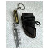 Damascus Steel Fixed Blade Mini Knife w/ Sheath