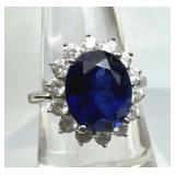 925 Silver Lab Blue Sapphire & Zirconia Ring