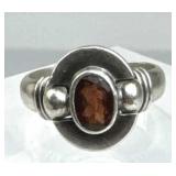 925 Silver Art Deco Solitaire Garnet Ring