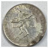 1968 Silver Mexico 25 Pesos Olympics .720