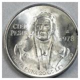 1978 Silver Mexico 100 Pesos, Quality BU .720
