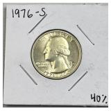 1976-S Silver Drummer Boy Quarter, US 40%
