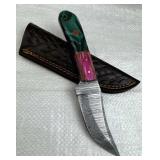 Damascus Steel Fixed Blade Knife w/ Sheath