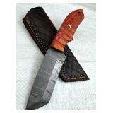Damascus Steel Fixed Blade Knife w/ Sheath