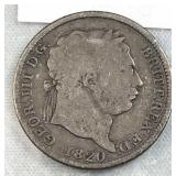 1820 Silver Great Britain 1 Shilling Coin