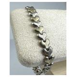 925 Silver Italy Textured Heart Link Bracelet