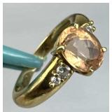 18K Yellow Gold Imperial Topaz & Diamond Ring