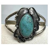925 Silver Vintage Navajo Turquoise Cuff Bracelet