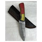 Damascus Steel Fixed Blade Knife w/ Sheath