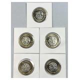(5) 2019 Mexico BU 10 Pesos Coins, Bi-Metal