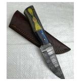 Damascus Steel Fixed Blade Knife w/ Sheath