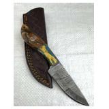 Damascus Steel Fixed Blade Knife w/ Sheath