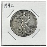 1942 Walking Liberty Silver Half Dollar, US 90%