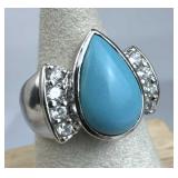 925 Silver Ross Simons Turquoise Zirconia Ring