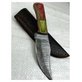 Damascus Steel Fixed Blade Knife w/ Sheath