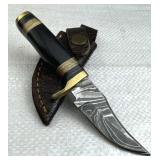 Damascus Steel Fixed Blade Knife w/ Sheath