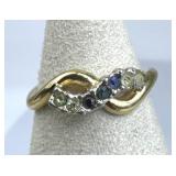 14K Gold Filled Blue Spinel & Zirconia Ring