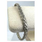 925 Silver Flatten Woven Braided Chain Bracelet