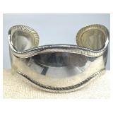 925 Silver Tapered Rope Like Border Cuff Bracelet