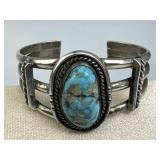 925 Silver Vintage Navajo Natural Turquoise Cuff