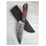 Damascus Steel Fixed Blade Knife w/ Sheath