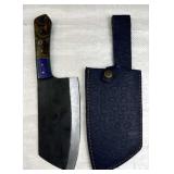 Lg Handmade Steel Fixed Blade Knife w/ Sheath