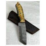 Damascus Steel Fixed Blade Knife w/ Sheath