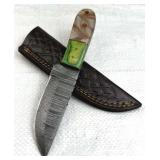 Damascus Steel Fixed Blade Knife w/ Sheath
