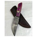 Damascus Steel Fixed Blade Knife w/ Sheath