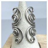 925 Silver 4 Strand Open Front Swirl Ring