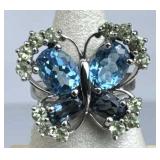 925 Silver Sky & London Blue Topaz & Peridot Butte