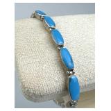 950 Silver Mexico Polished Oval Turquoise Bracelet