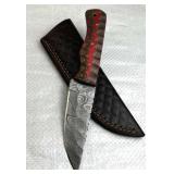 Damascus Steel Fixed Blade Knife w/ Sheath