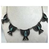 925 Silver Vintage Navajo Turquoise Sand Cast Link