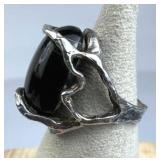 925 Silver Handmade Dark Cabochon Ring