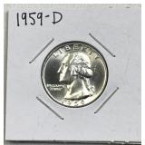 1959-D Silver Washington Quarter Gem Unc. 90%