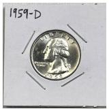1959-D Silver Washington Quarter Gem Unc. 90%