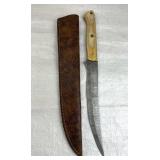 Damascus Steel Long Fillet Blade Knife w/ Sheath