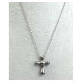 925 Silver Puffy Slide Cross Pendant Necklace