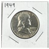 1949 Franklin Silver Half Dollar, Quality, 90%