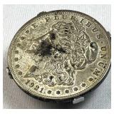1921 Morgan Silver Dollar in Steel Money Clip