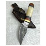 Damascus Steel Fixed Blade Knife w/ Sheath