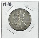 1946 Walking Liberty Silver Half Dollar, US 90%