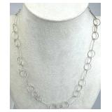 925 Silver Italy Textured Circular & Oval Necklace
