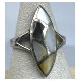 925 Silver Multi-Color Mother of Pearl Inlay Ring