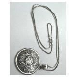 925 Silver Taxco Vintage Aztec Sun Pendant Necklac
