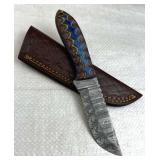 Damascus Steel Fixed Blade Knife w/ Sheath